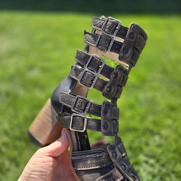 NEW FREEBIRD BY STEVEN Zeus Sandal’s Zane Black BOOT Size 7 Bohemian - Picture 4 of 12